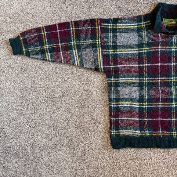Vintage 80s OUTBACK RED Tartan Plaid Wool Sweater Large - Picture 3 of 10